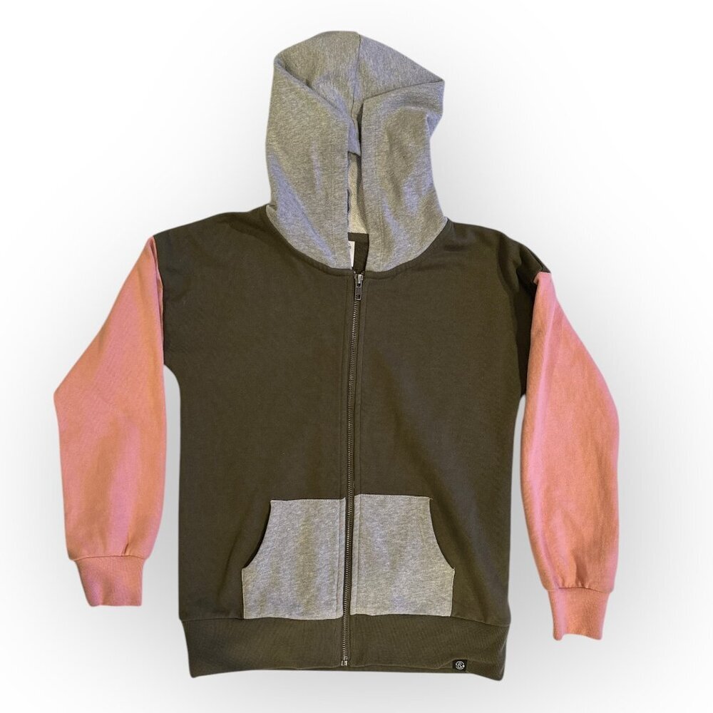 Treasure and Bond Color Block Hoodie Sweatshirt Zip Up Size Girls Medium 8/10